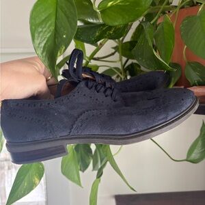 Tommy Hilfiger Navy Blue Suede Men's Oxfords | Dark Academia | Size 8